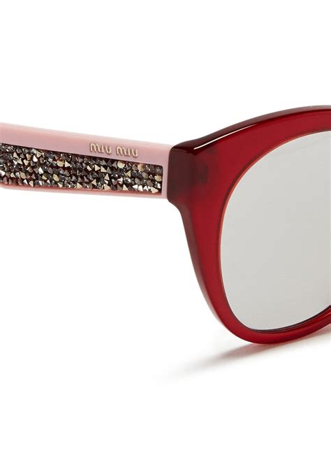 miu miu rhinestone pavé temple acetate cat eye|Miu Miu Sunglasses for Women .